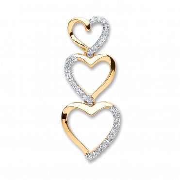 9ct Yellow Gold 0.15ct Diamond Heart Pendant