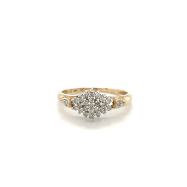 9ct Yellow Gold 0.25ct Diamond Cluster Ring
