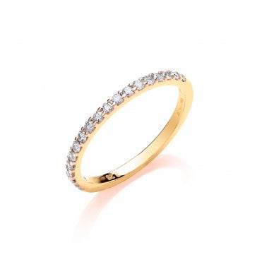 9ct Yellow Gold 0.27ct 50% Set Diamond Half ET Ring