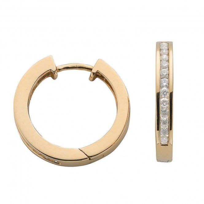 9ct Yellow Gold 0.50ct Diamond Hoop Earrings