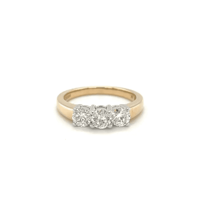 9ct Yellow Gold 1.00ct Diamond Trilogy Engagement Ring