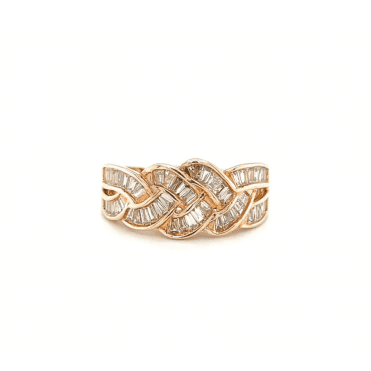 9ct Yellow Gold 1.25ct Diamond Plait Twist Band Ring
