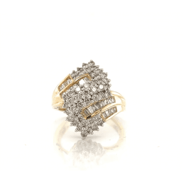 9ct Yellow Gold 1.50ct Diamond Fancy Cocktail Dress Ring