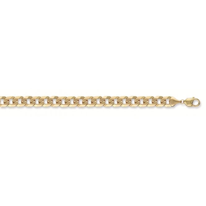 9ct Yellow Gold 10mm Flat Curb Chain - 20" - 24"