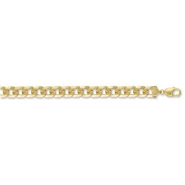 9ct Yellow Gold 12mm Flat Curb Chain - 24