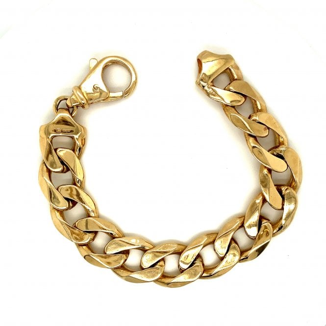 9ct Yellow Gold 15mm Classic Solid Curb Bracelet - 8.5" - 80g