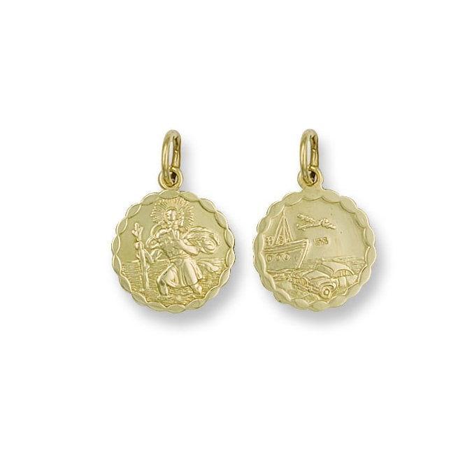 9ct Yellow Gold 22mm Fancy Double Sided St Christopher Pendant