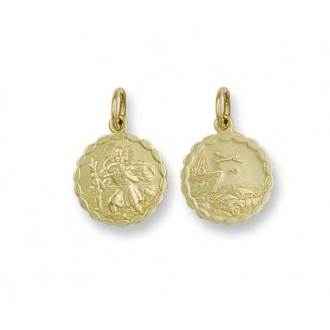 9ct Yellow Gold 22mm Fancy Double Sided St Christopher Pendant