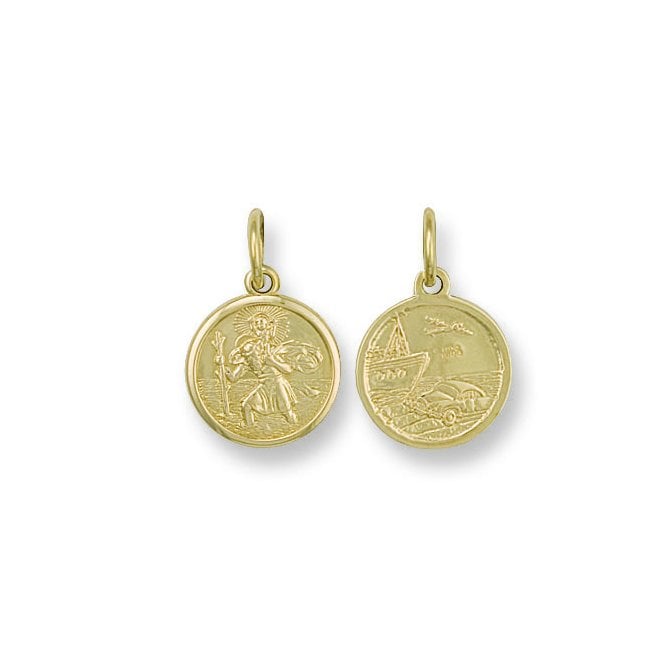 9ct Yellow Gold 25mm Double Sided St Christopher Pendant