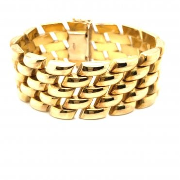 9ct Yellow Gold 25mm Wide Interlocking Link Bracelet - 7.5