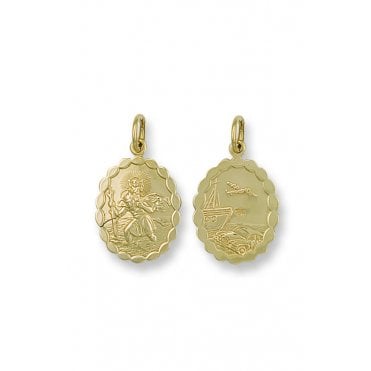 9ct Yellow Gold 26mm Fancy Double Sided St Christopher Pendant