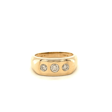 9ct Yellow Gold 3 Stone Diamond Signet Ring