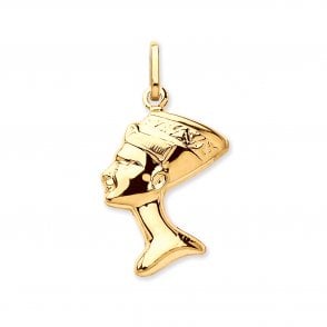 9ct Yellow Gold 30mm Egyptian Nefertiti Head Pendant