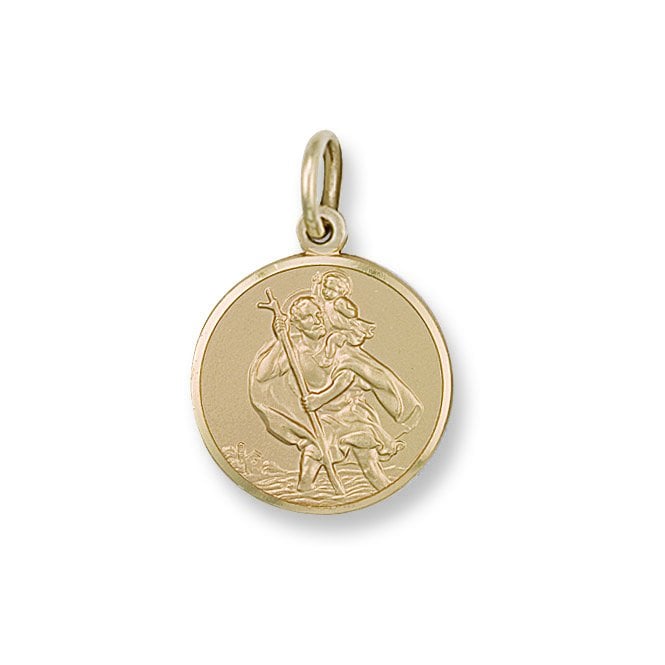9ct Yellow Gold 32mm Round St Christopher Pendant