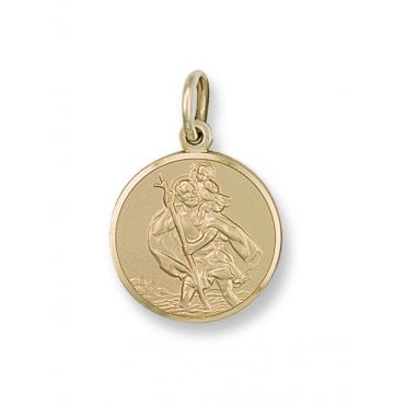 9ct Yellow Gold 32mm Round St Christopher Pendant