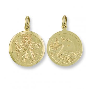9ct Yellow Gold 33mm Double Sided St Christopher Pendant