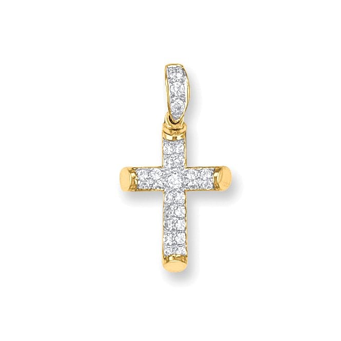 9ct Yellow Gold 34mm Small Gem-set Cross Pendant