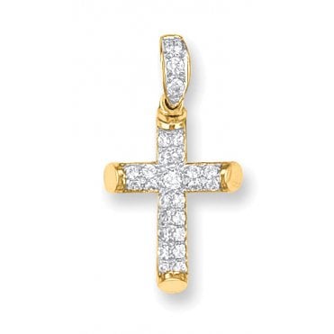 9ct Yellow Gold 34mm Small Gem-set Cross Pendant
