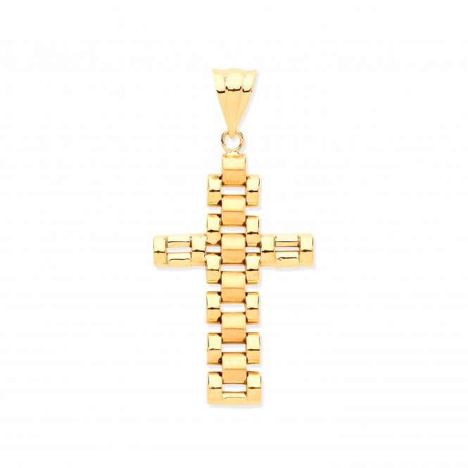 9ct Yellow Gold 35mm Rolex Style Cross Pendant - 2g
