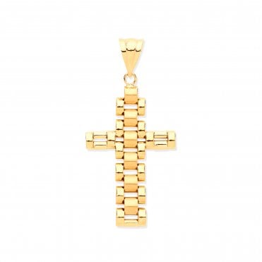 9ct Yellow Gold 35mm Rolex Style Cross Pendant - 2g