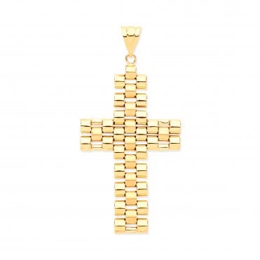 9ct Yellow Gold 35mm Rolex Style Cross Pendant - 4g
