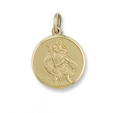9ct Yellow Gold 38mm Round St Christopher Pendant