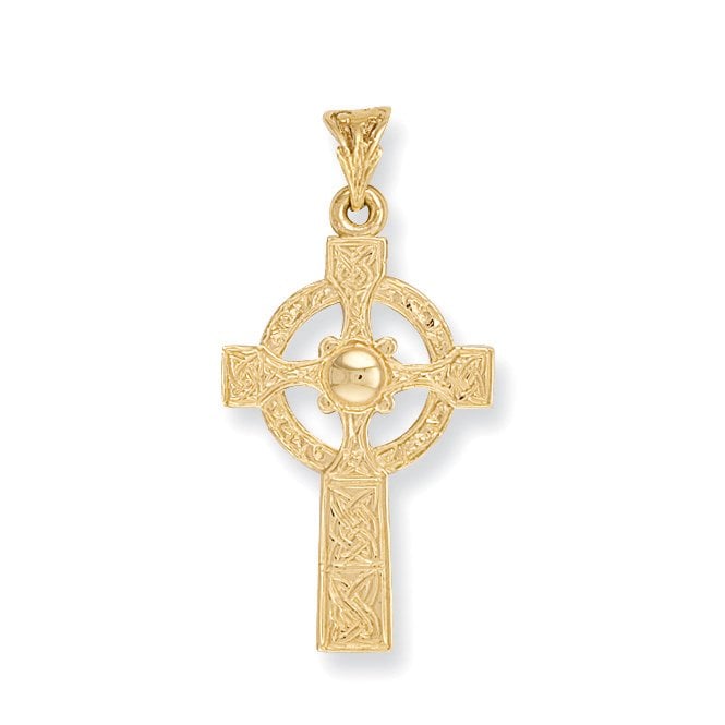 9ct Yellow Gold 40mm Ornate Celtic Cross Pendant