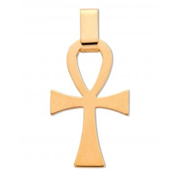 9ct Yellow Gold 40mm Polished Ankh Cross Pendant