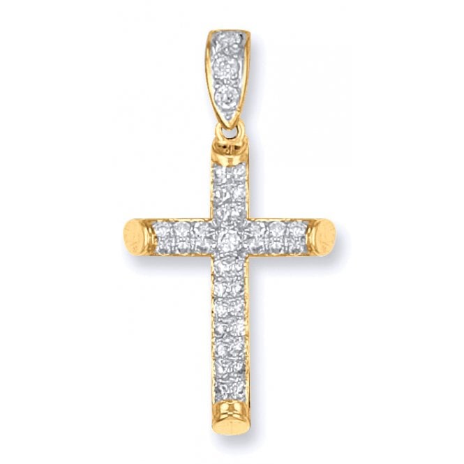 9ct Yellow Gold 52mm Large Gem-set Cross Pendant