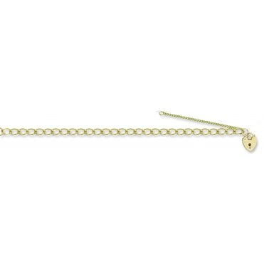 9ct Yellow Gold Charm Bracelet & Heart Padlock - 7
