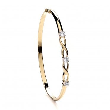 9ct Yellow Gold Cubic Zirconia Bangle