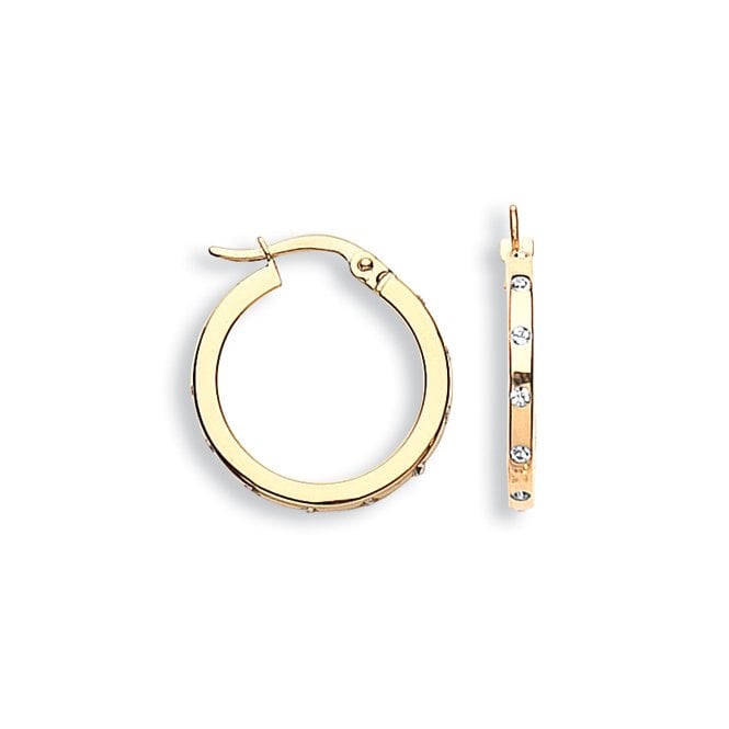 9ct Yellow Gold Cubic Zirconia Gemset Hoop Earrings