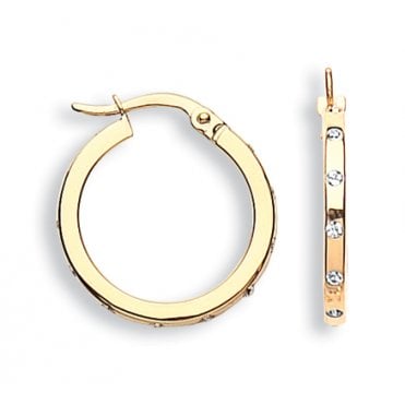 9ct Yellow Gold Cubic Zirconia Gemset Hoop Earrings