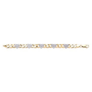 9ct Yellow Gold Cubic Zirconia Heart Bracelet - 7
