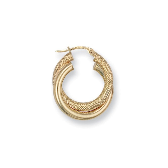 9ct Yellow Gold Double Hoop Creole Earrings
