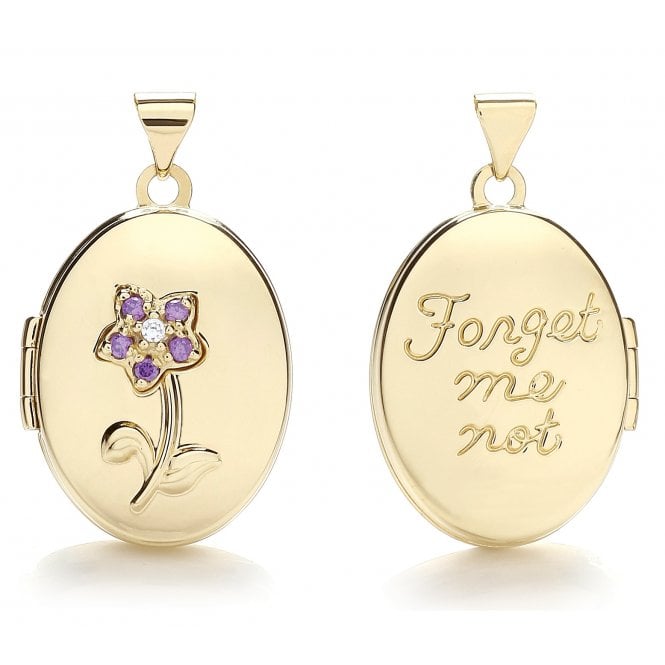 9ct Yellow Gold Double Sided Forget Me Not Locket Pendant