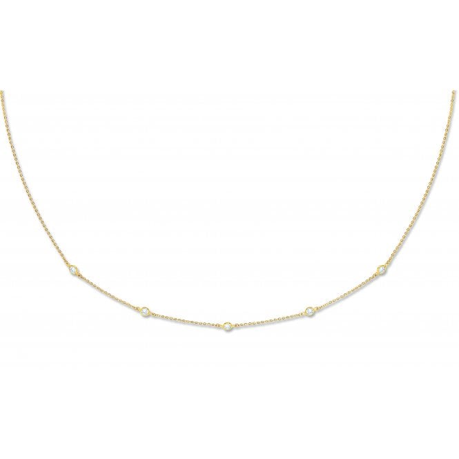 9ct Yellow Gold Extra Long Cubic Zirconia Set Chain 36"