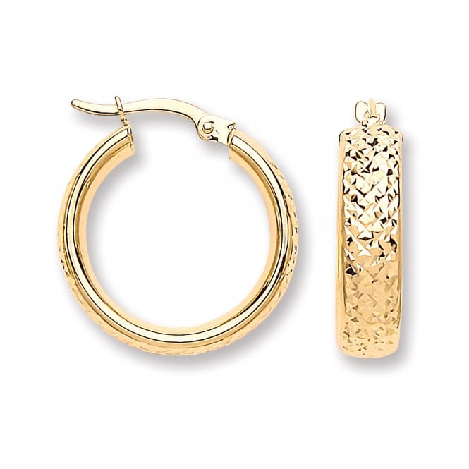 9ct Yellow Gold Facetted Hoop Earrings