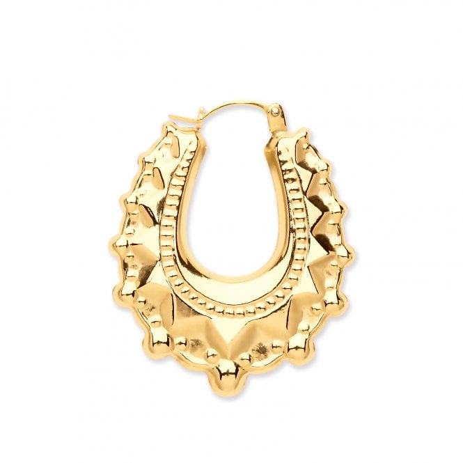 9ct Yellow Gold Fancy Oval Hoop Earrings