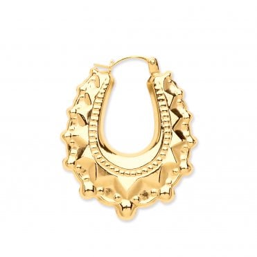 9ct Yellow Gold Fancy Oval Hoop Earrings