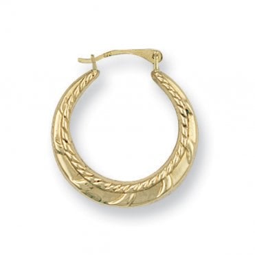 9ct Yellow Gold Fancy Rope Twist Creole Earrings