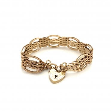 9ct Yellow Gold Fancy Unique Gate Bracelet - 6.5