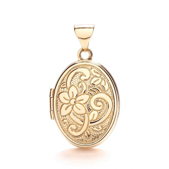 9ct Yellow Gold Flower Locket Pendant