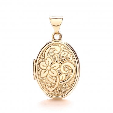 9ct Yellow Gold Flower Locket Pendant