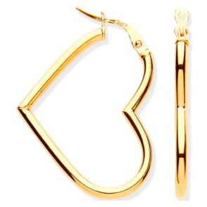 9ct Yellow Gold Heart Shaped Hoop Earrings