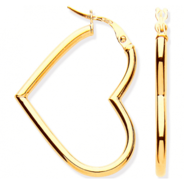 9ct Yellow Gold Heart Shaped Hoop Earrings