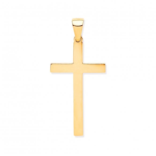 9ct Yellow Gold Large 60mm Polished Cross Pendant