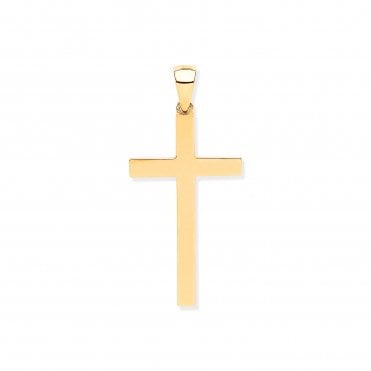 9ct Yellow Gold Medium 46mm Polished Cross Pendant