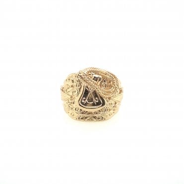 9ct Yellow Gold Men's Small Saddle Ring - 20mm - Size X