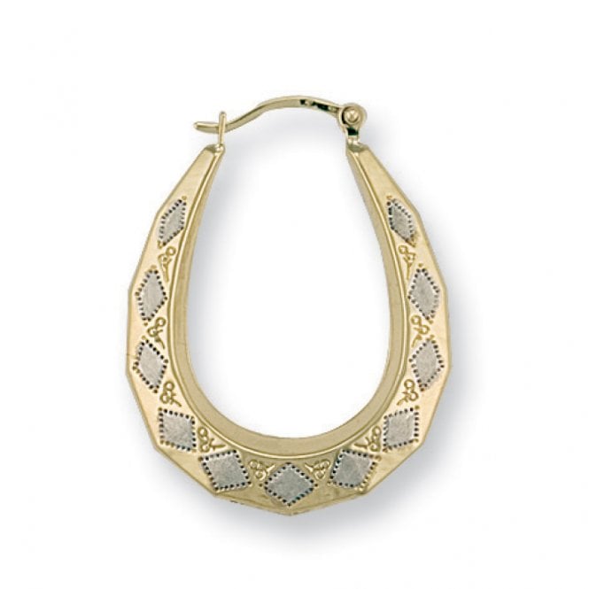 9ct Yellow Gold Oval Creole Earrings